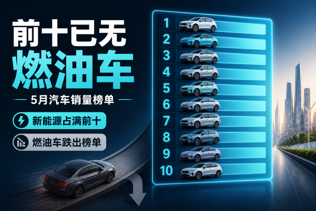 一个时代的分水岭:5月汽车销量前十,已经没有燃油车了