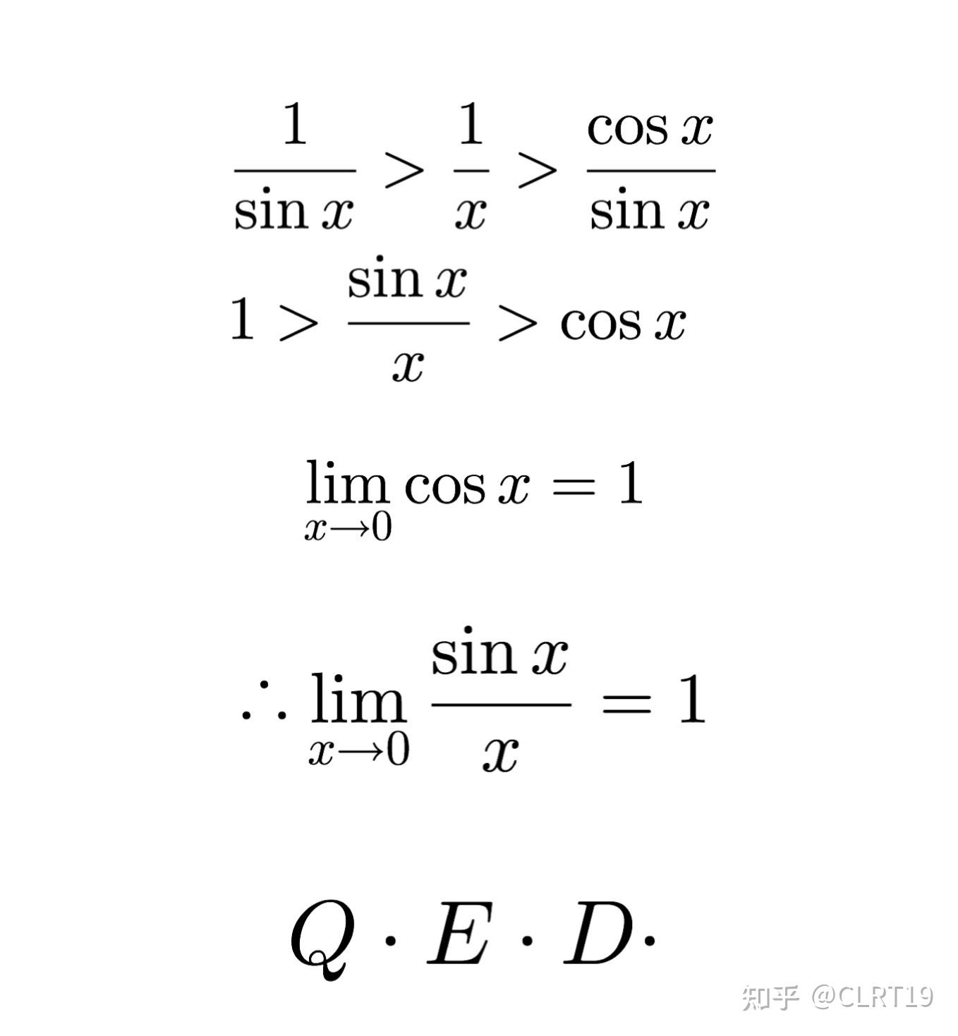 如何用兩邊夾定理證明limx趨近於0sinxx1