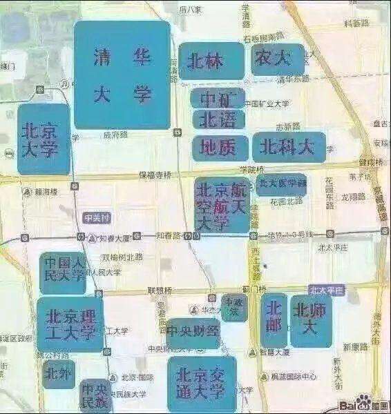 北京各大学地图分布图图片