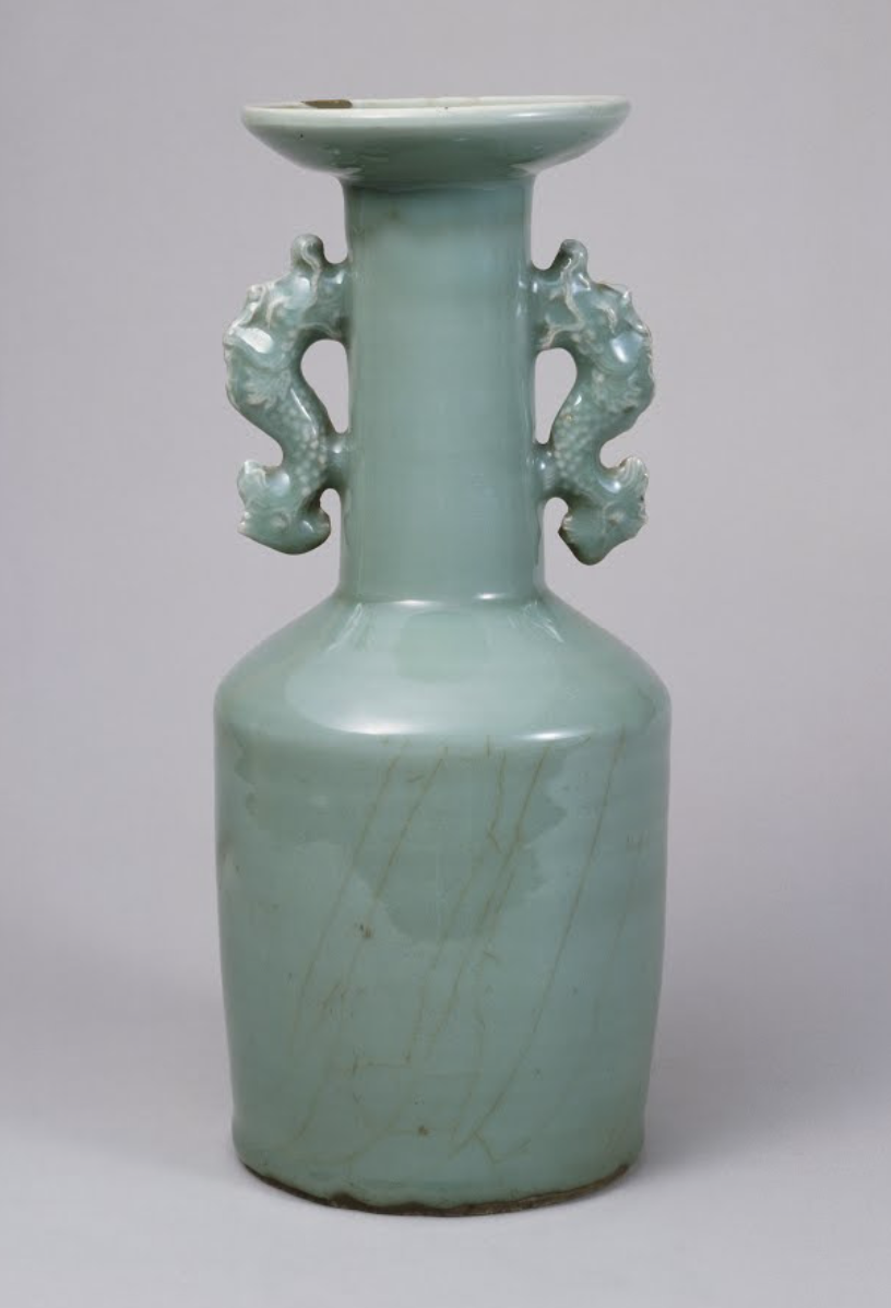 人気，限定セール 古渡 中国明代 龍泉窯 青磁 算木 花瓶 無傷 中国古玩