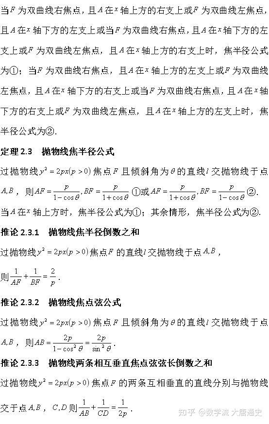 有没有完整的圆锥曲线抛物线的焦点弦弦长公式