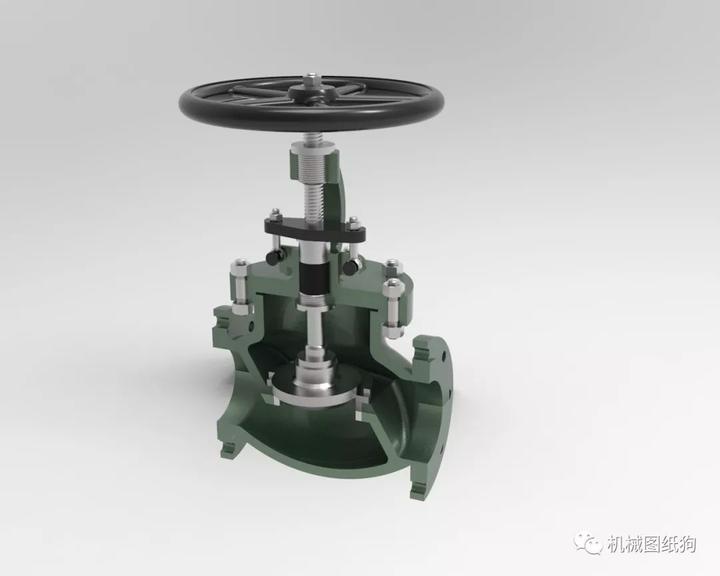 工程机械globevalve截止阀半剖结构3d图纸catia设计附stp格式