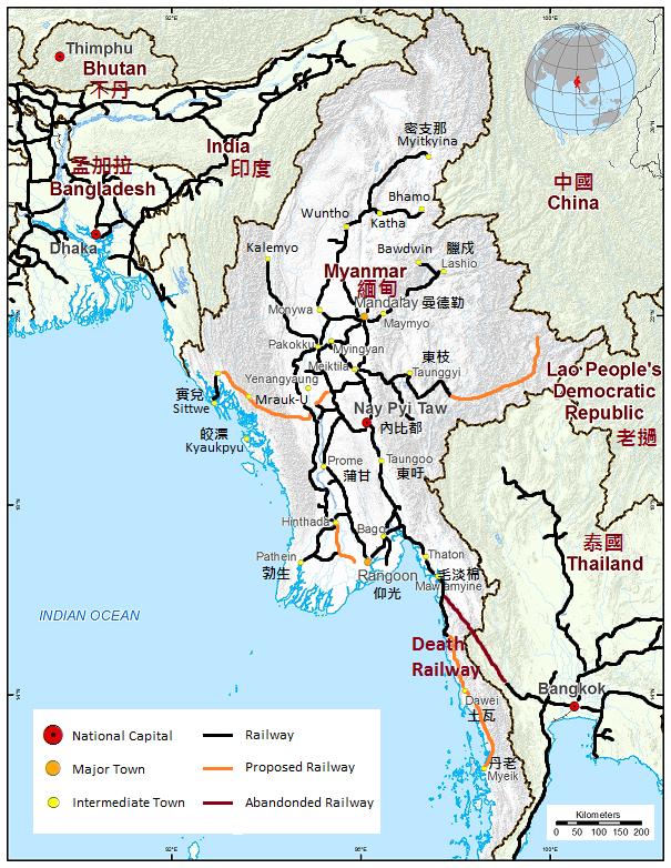 缅甸铁路网图片