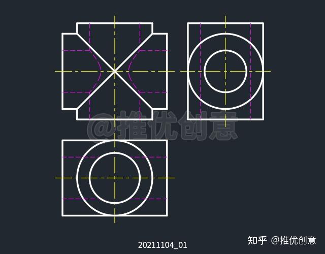 空心圓柱怎麼畫相貫線啊如圖