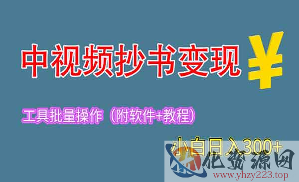 《中视频抄书变现》工具+教程，一天300+，特别适合新手操作的副业_wwz