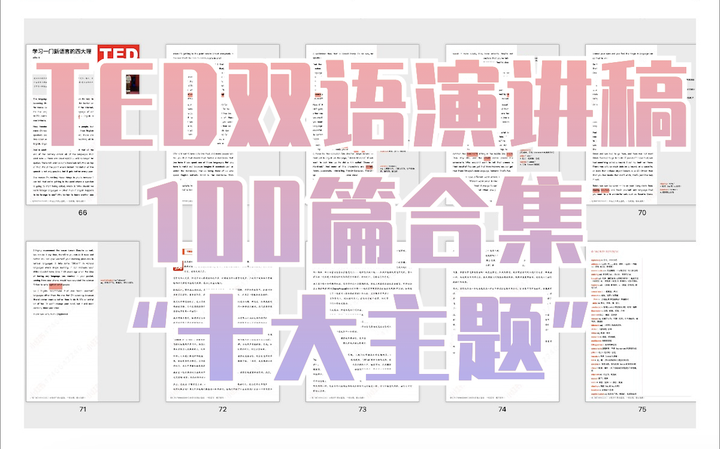 100篇TED精华演讲视频+精选文稿》