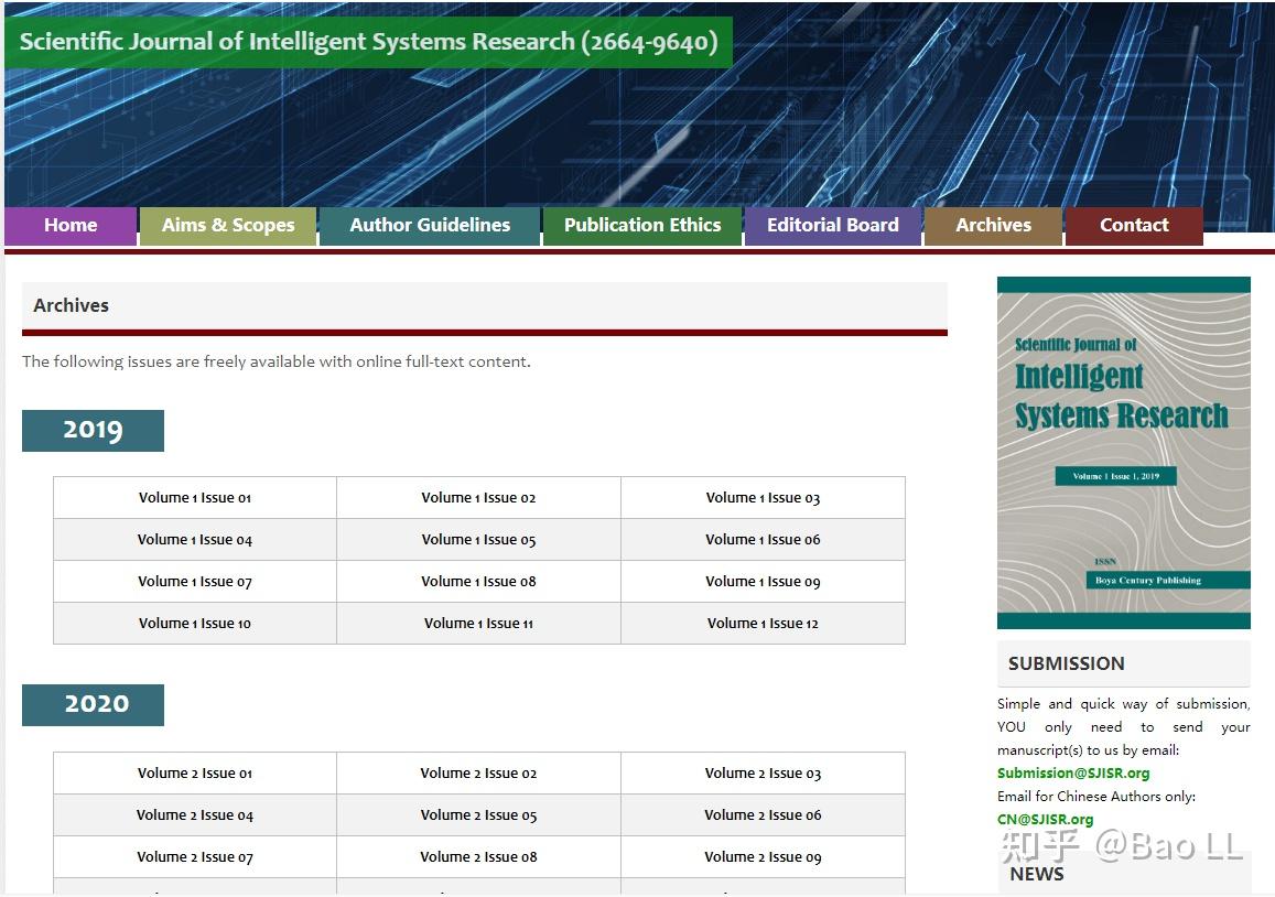 Scientific Journal of Intelligent Systems Research(SJISR) 智能系统研究科学杂志 ...