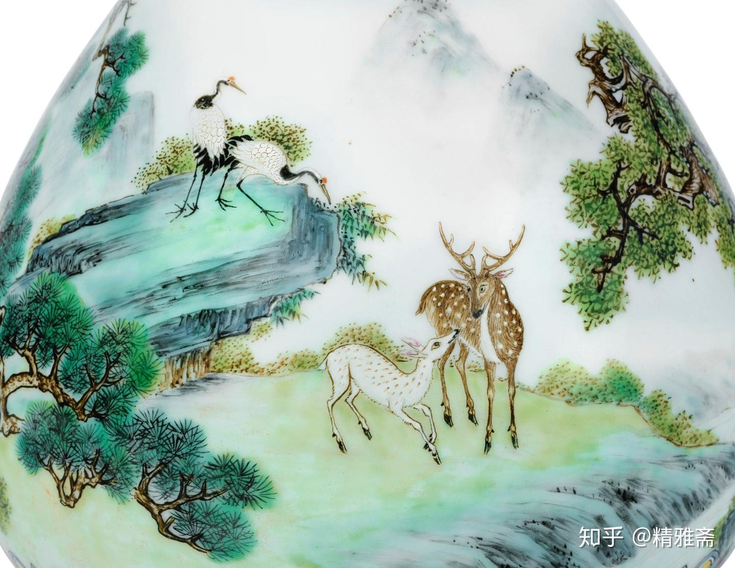清乾隆宮粉地洋彩鶴鹿同春如意瓶- 知乎