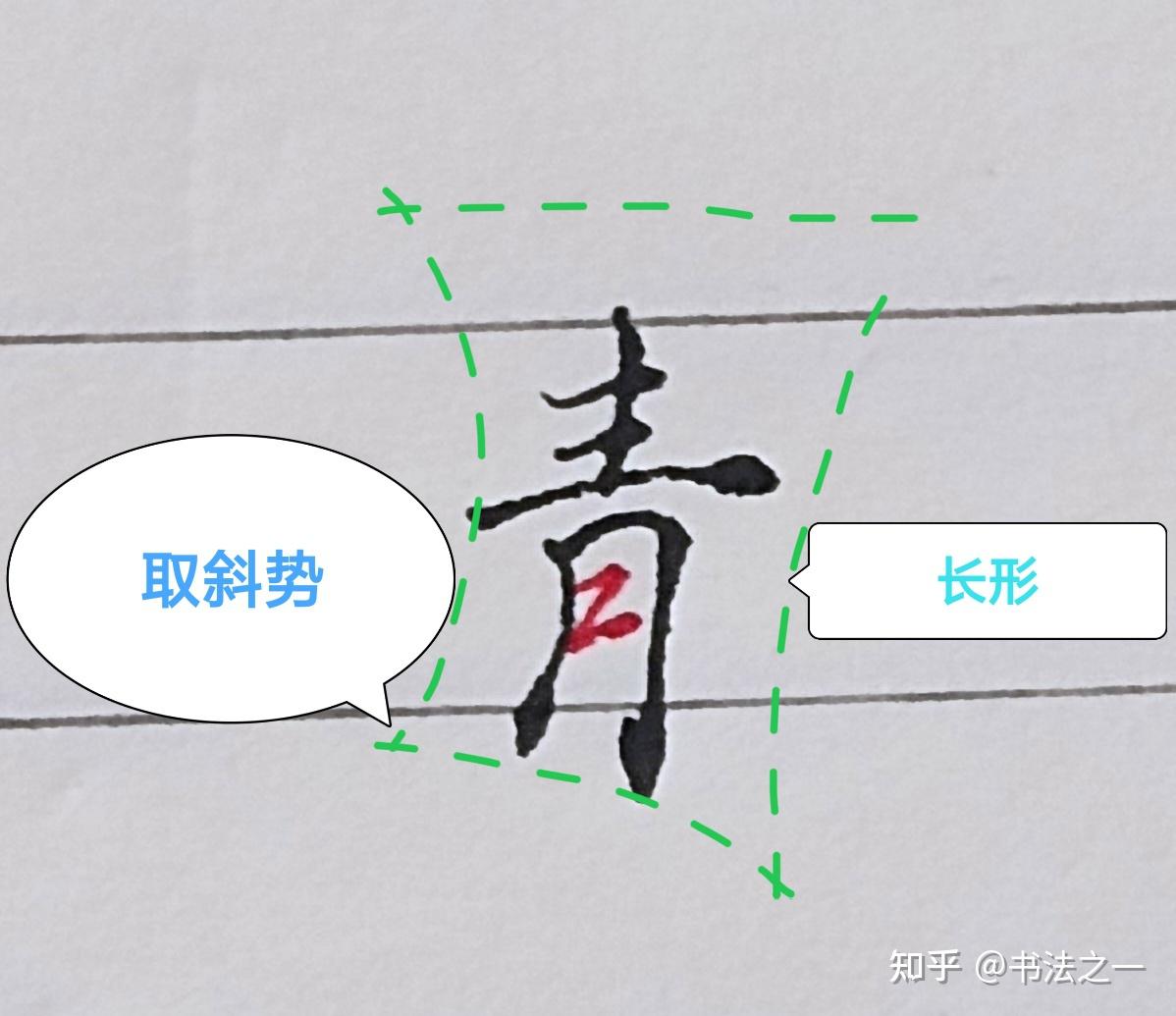 书法中,不懂这些书写技巧,练得再多也白搭,看看行楷“青”字怎么写 - 知乎