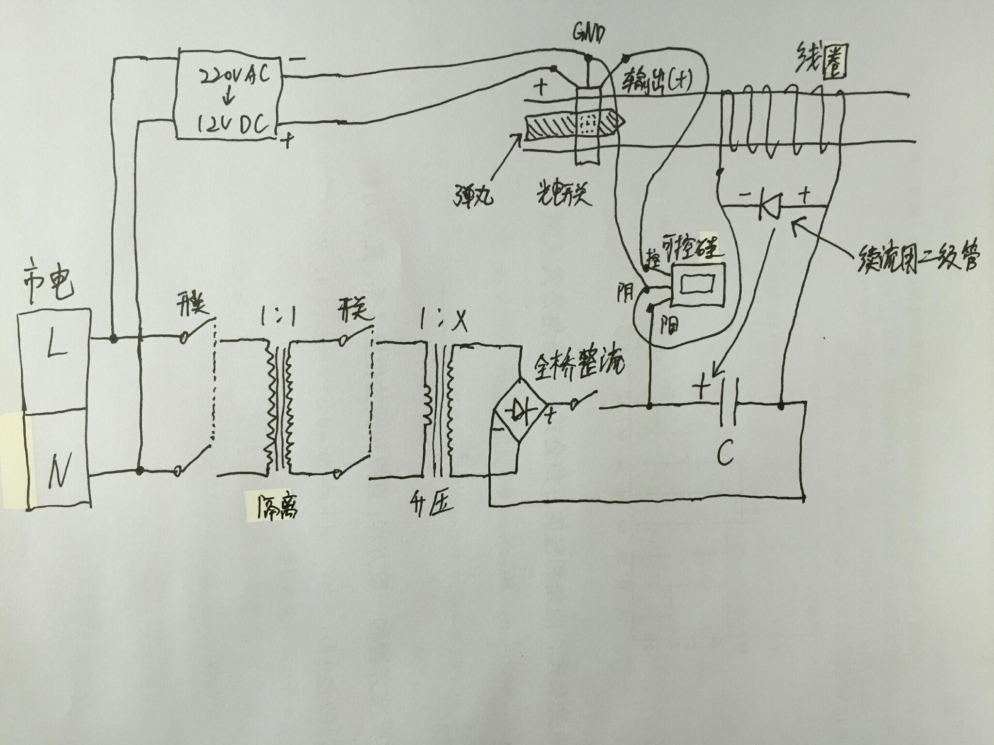 求接220v交流電電磁炮電路圖及製作方法?